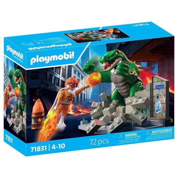Playmobil 71831 Les super-héros contre le lézard géant, Super Heroes, univers miniature, 72 pieces, des 4 ans