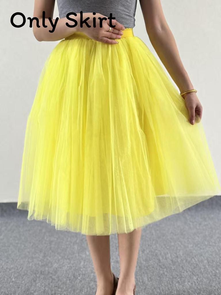 Gothic Tulle Skirt For Women With High Elastic Waist And Puff Design For Streetwear Style
