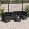 8-Piece Garden Sofa Set with Black Cushions Poly Rattan, 2-Seater Garden Sofa with Black Cushions Poly 3346303