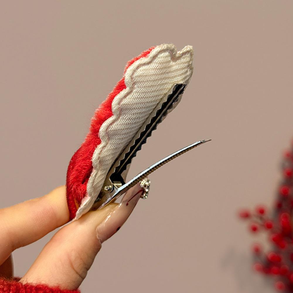 Plush Character Fortune Hairpin Lucky Chinese New Year Barrettes Fashion Red Hair Clips Gift