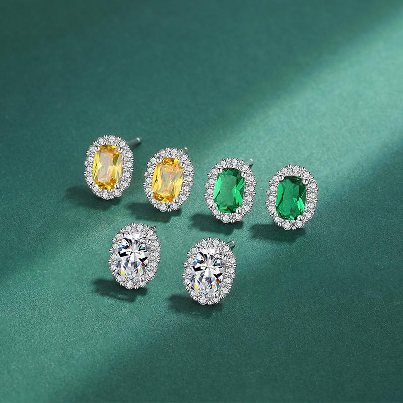 Изысканные красочные серебряные серьги с цирконом S925 для женской моды, круглые зеленые, желтые серьги с цирконом, ювелирные изделия, подарок на годовщину, ювелирные изделия из стерлингового серебра