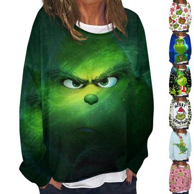 Женская повседневная модная винтажная толстовка с длинным рукавом и круглым вырезом с принтом, многослойный пуловер, топ