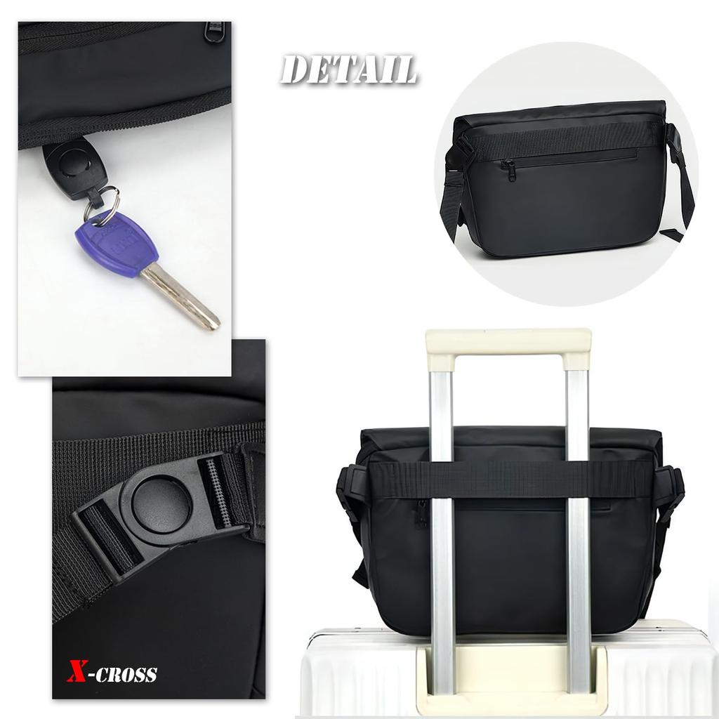 Crossbody Small Stylish Messenger Outdoor Shoulder Travel Perfect for Solid Gift for Adults In Their and Blue X-cross Men's Bag, Nylon, Bag, Bag,