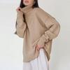Women Sweater Tops High Collar Long Sleeve Solid Color Loose Fit Knitting Tops Autumn Winter Pullover Tops Daily Wear