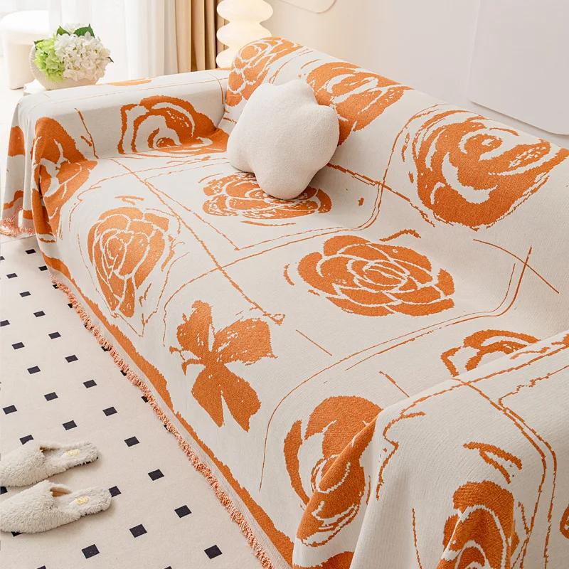 Чехол для дивана из синели с кисточками, пыленепроницаемый, нескользящий, жаккардовый, с цветочным рисунком, полотенце для дивана, удобная подушка для сиденья, многофункциональное одеяло, чехол