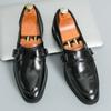 Fashion New Men's Pointed Patent Leather Formal Shoes Male Monk Strap Loafers Wedding Prom Homecoming Flats Sapato Social Masculino