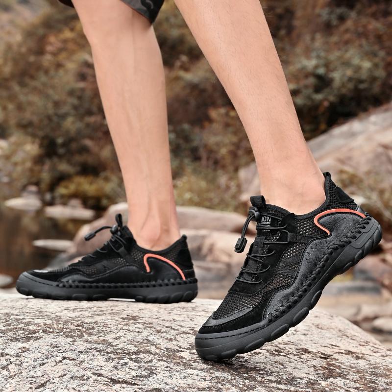 Men's Casual Shoes Leather Mesh Sneakers Outdoor Shoes