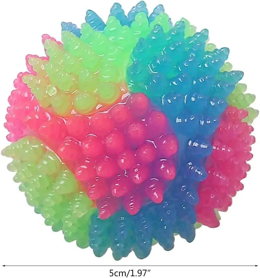 Игрушки для жевания собак, светящиеся шарики, обучающая игрушка для собак, устойчивая к укусам, эластичная, колючая, светящаяся, интерактивная игрушка для собак