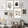 Абстрактные линии, растения, листья, геометрия, цветы, постеры и принты, холст, живопись, скандинавские настенные художественные картины для декора гостиной