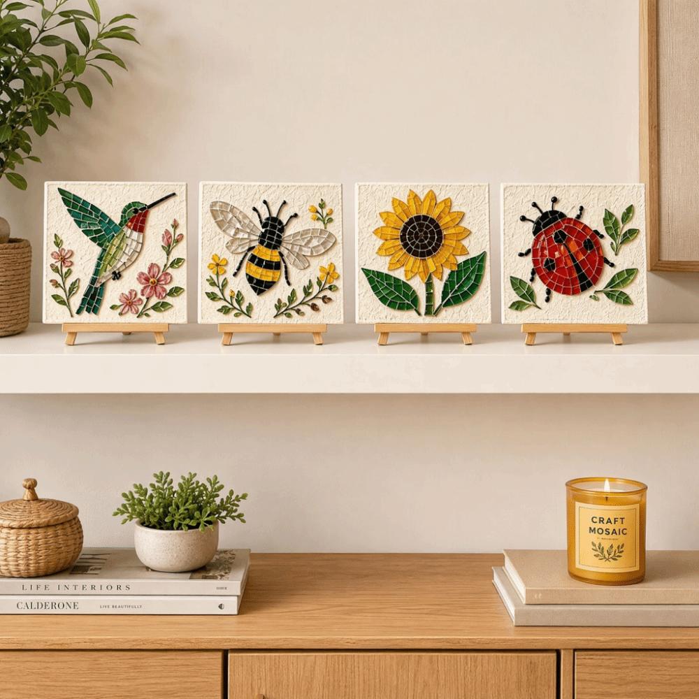 Glass Tiles Mosaic Kit DIY Beginner Friendly Glass Mosaic Kit Garden Animals Arts For Beginner
