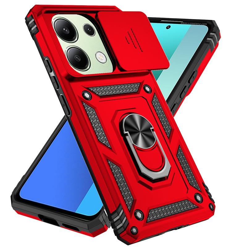 For Xiaomi Redmi Note 13 Pro 4G Case Slide Camera Lens Protector Armor Military Grade Ring Case For Redmi Note13 Note 13Pro 4G