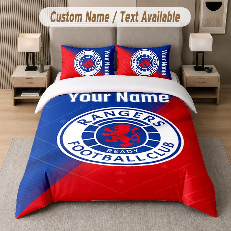 Rangers FC Design Bedding Set Custom Text 1 Duvet Cover & 2 Pillow Cases