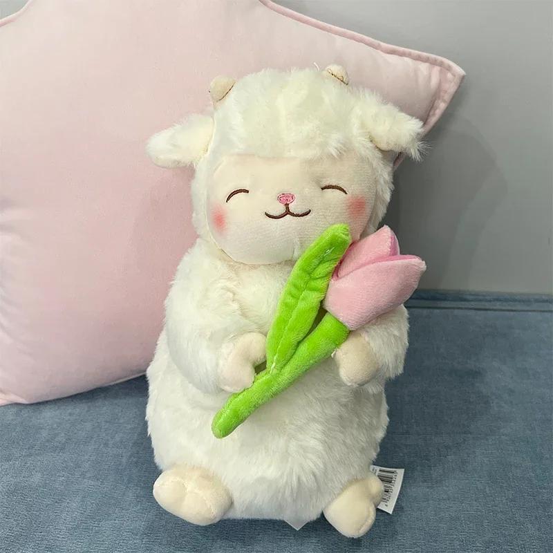 27 см милая белая овечка ягненок тюльпан цветок мягкая плюшевая кукла обнимашка плюшевые игрушки детские игрушки для сна для девочек подарок на день рождения рождество