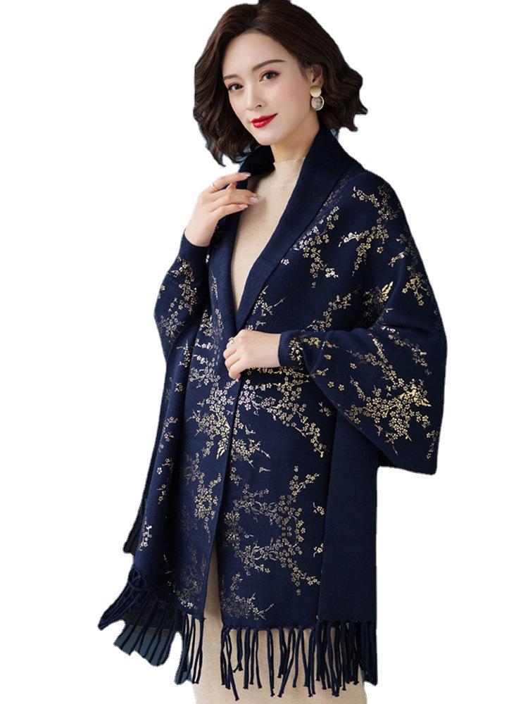 Куртка-шаль Cheongsam, свадебный благородный наружный вязаный кардиган, женский шарф с кисточками, шаль, накидка 1182