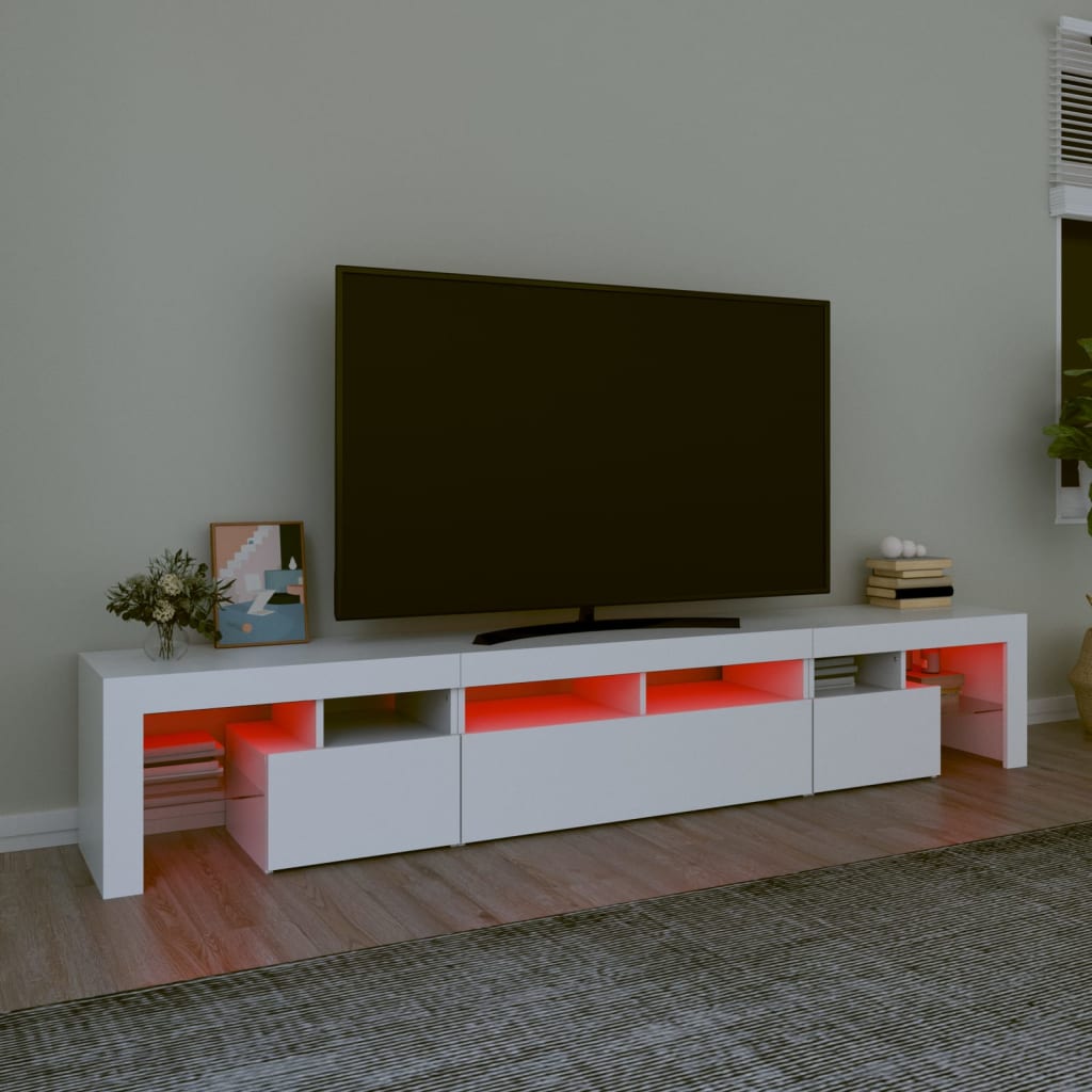 Vidaxl Szafka Pod Tv Z Oświetleniem Led, Biała, 230X36,5X40 Cm
