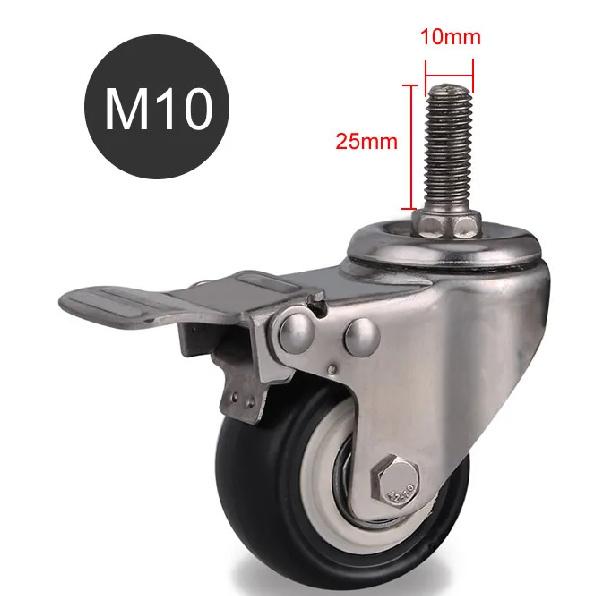 2inches Casters wheels with 304 stainless steel frame Polyurethane tread mute No rust For Humid environment IndustrialPU casters