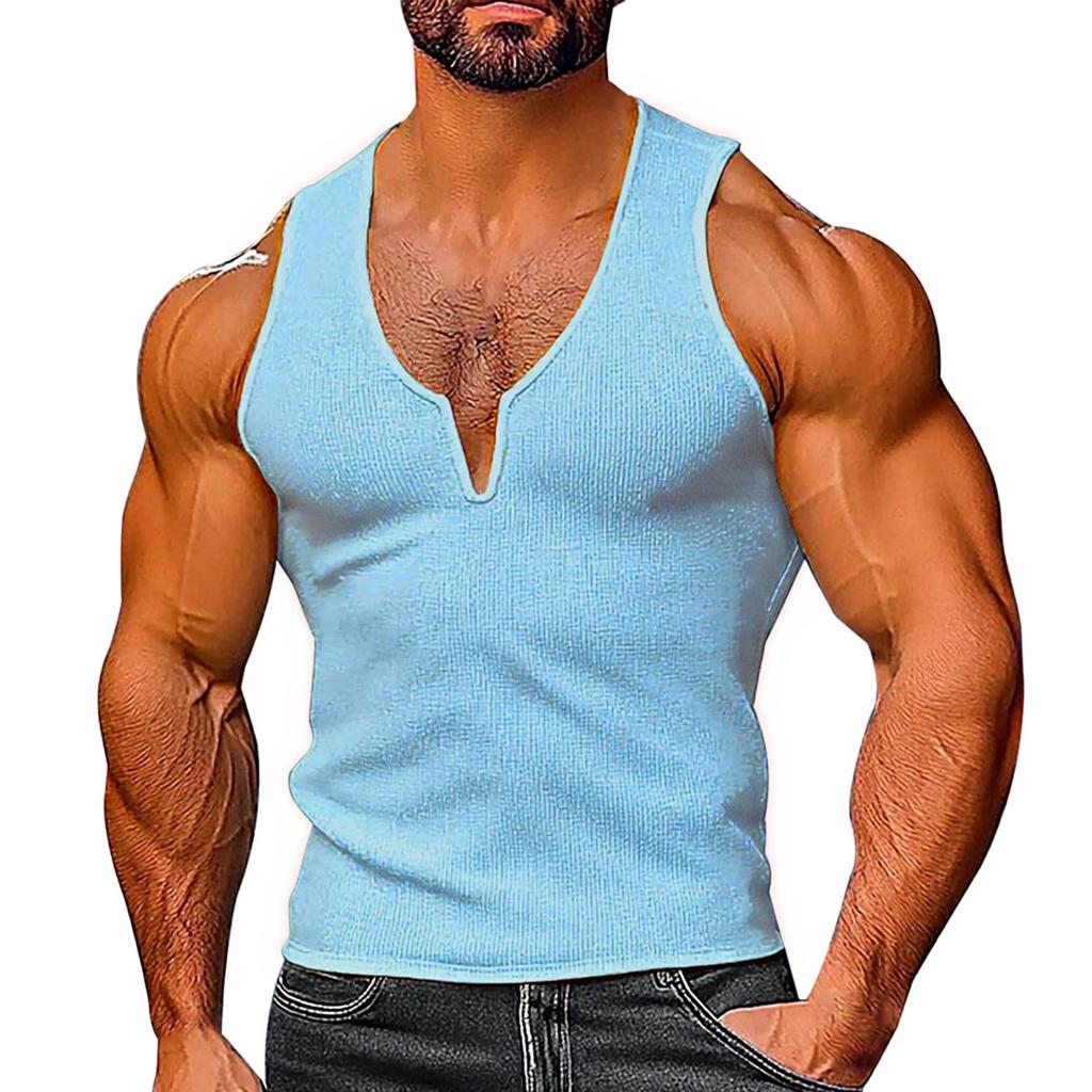 Men  V-Neck  Leisure  Sleeveless  Vest