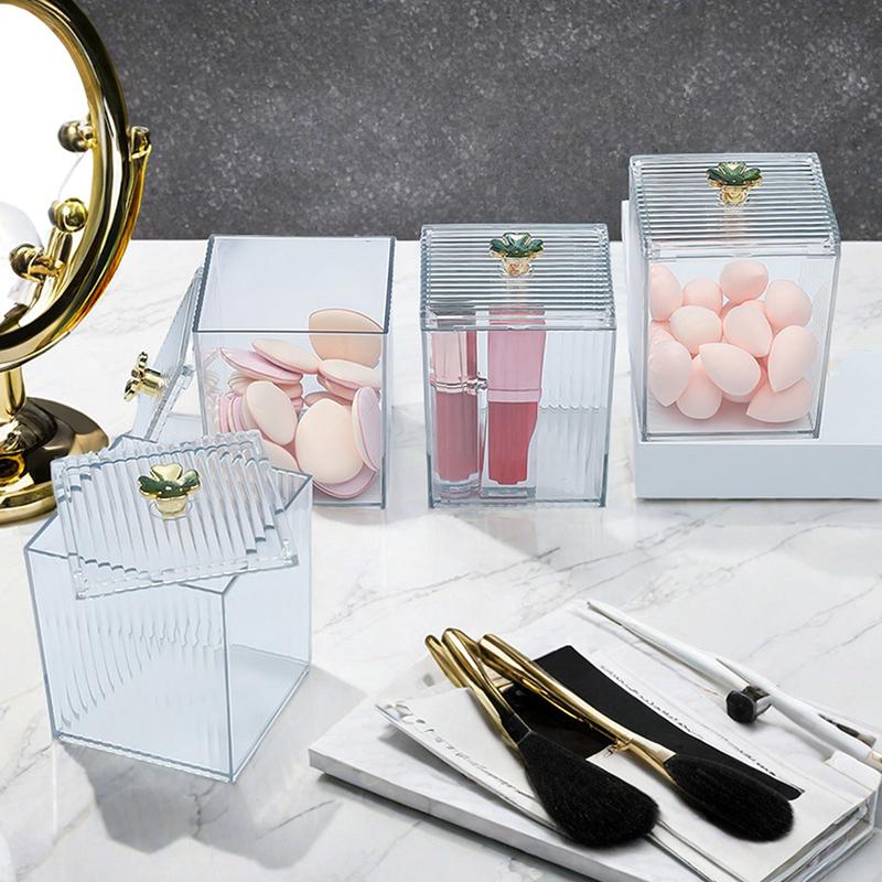 Акриловый органайзер для макияжа, контейнер для ватных палочек, косметический, для украшений, коробка для хранения ватных дисков для организации ванной комнаты