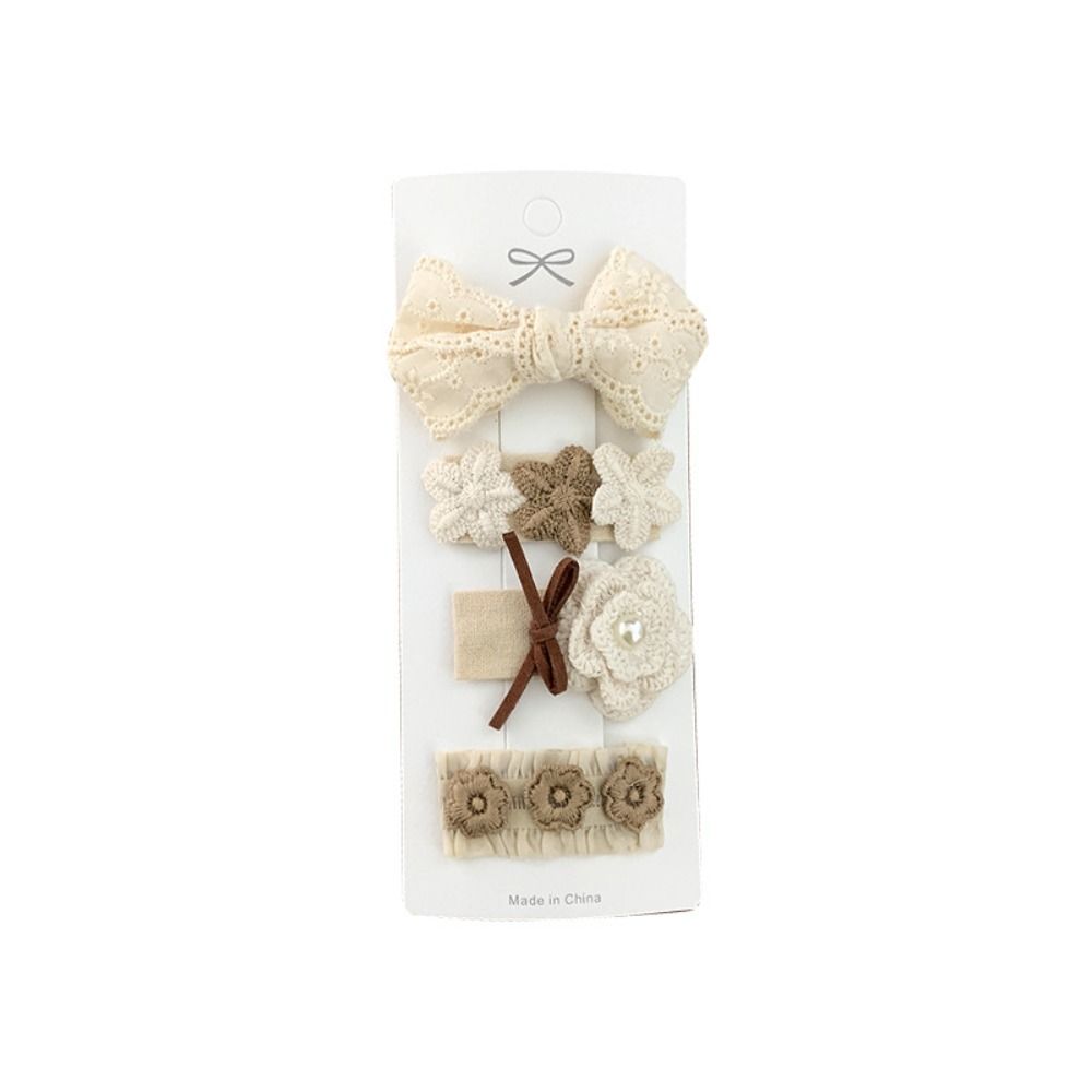 4Pcs Princess Fabric Lace Hair Clip Flower White Hairpins Gifts Bow Barrettes Girls