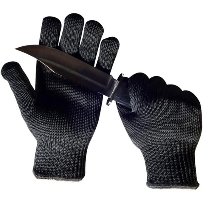 Black Level 5 Anti-cut Glove Safety Cut Proof Stab Resistant Wire Metal Work Gloves Garden Kitchen Household (Color : black, Size : Large)