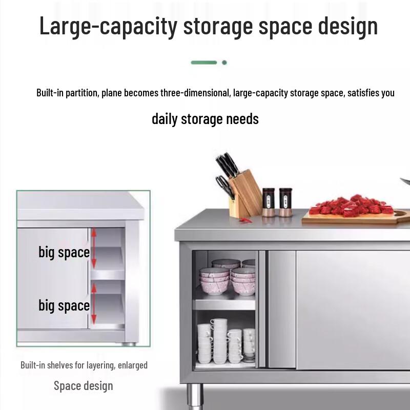 Stainless Steel Kitchen Work Table with Storage