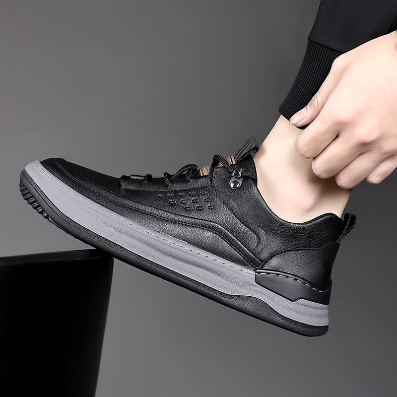 Весенняя мужская обувь из коровьей кожи, дышащая, на мягкой подошве, спортивная, модная, повседневная, кеды, мужская обувь