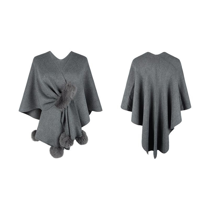 Autumn and Winter Women Loose Bat Sleeve Cross Border Cloak Cardigan Knitwear V-Neck Sweater