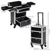 Makeup Trolley Case Cosmetic Case Vanity Case Adjustable Telescopic Handle 34L x 25W x 62H cm Aluminum Black