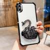 KEYSION Противоударный чехол с гальваническим покрытием для iPhone XS Max Прозрачный ТПУ с блестками, инкрустированный драгоценными камнями лебедь, подставка, задняя крышка для iPhone X XR