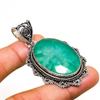 Emerald(Simulated) Gemstone 925 Silver Plated Jewelry Pendant 2.08"