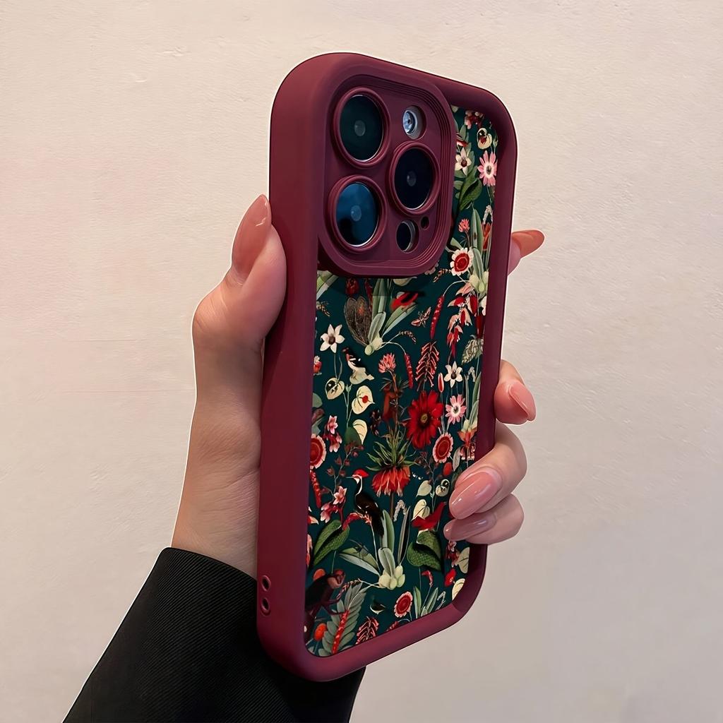 Для iPhone 17 16 15 14 13 12 11 Pro Max Air Case Винтажный Цветочный Узор Силиконовый Чехол Для iPhone XS Max XR X 7 8 Plus 16E Funda