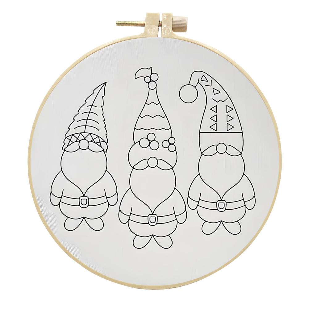 Рождественский набор для практики вышивки стежками с пяльцами для вышивания, цветными нитками и иглами для начинающих, набор для вышивания крестиком своими руками