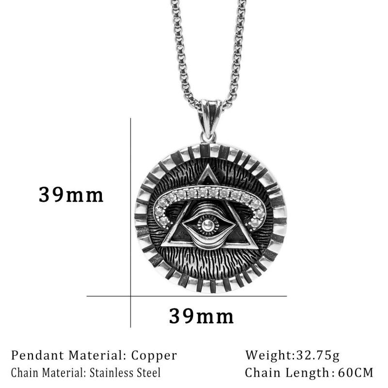 Horus Eye Necklace Geometric Pendant Copper Chain Vintage Oxidized Minimalist Jewelry Daily Wear