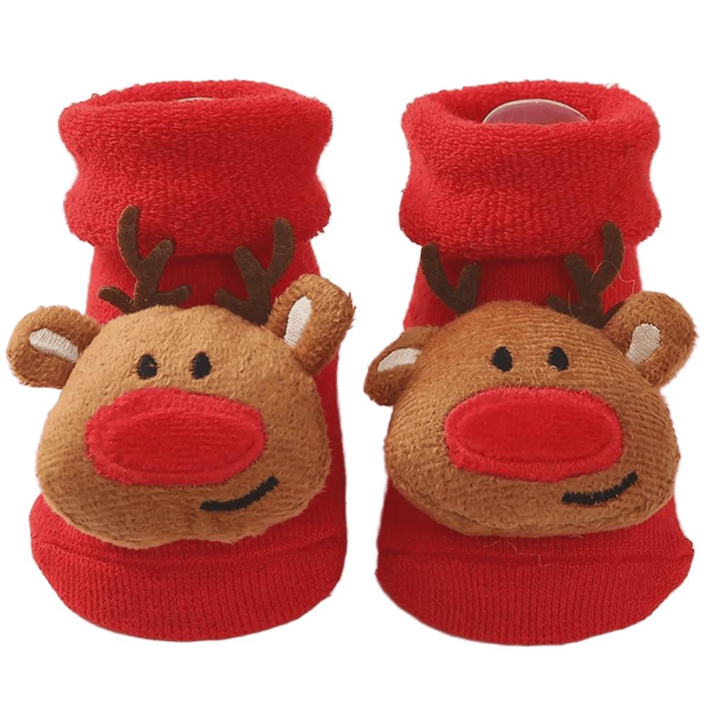 Terry Socks for Infants 0-12 Months Christmas Pattern Warm Cotton Socks Warm & Protective Socks for Indoor & Outdoor Use