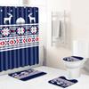 Горячая Рождественская Занавеска для Душа в Ванную Комнату Комбинация из Четырех Частей Коврик для Пола Коврик Впитывающий Воду Нескользящий Придверный Коврик Ковер
