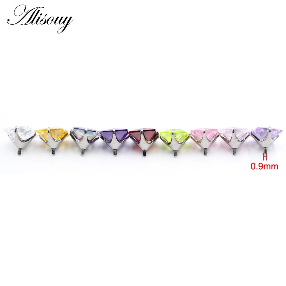 Alisouy 1PC G23 Titanium Externally Thread Square Zircon Lip Labret Rings Ear Stud Earrings Piercing DIY Body Jewelry Accessory