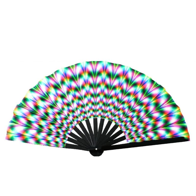 Портативный светящийся флуоресцентный бамбуковый ручной веер для музыкальных фестивалей, ночных клубов, костюмированных вечеринок и тематических дискотек