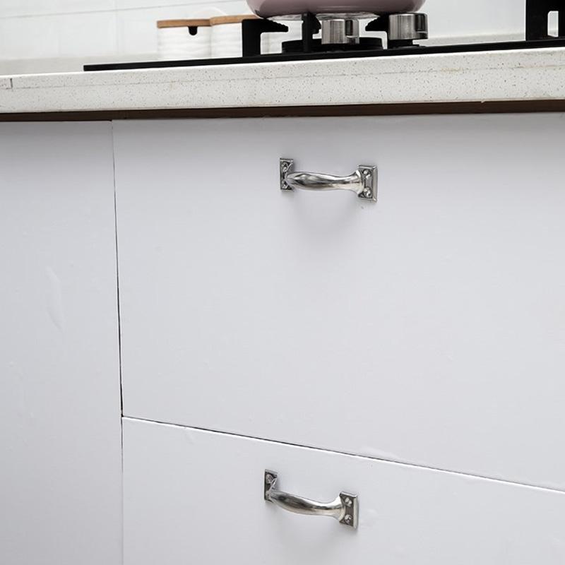 2Pcs/Pack Door Lock 3/4/5/6 Inch Garage Silver Knob Hardware Pull DIY Handle Furniture Bow-shaped Stainless Steel