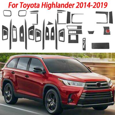 Наклейка из углеродного волокна для Toyota Highlander 2014- Аксессуары для интерьера автомобиля Панель приборов Боковые вентиляционные отверстия Кнопки окон Панель двери