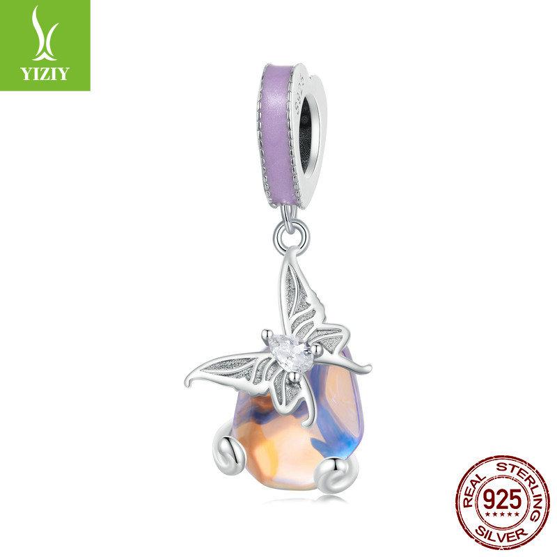 Purple Butterfly Elf Diy Bracelet Beaded Accessories, Sweet Girly Wind S925 Sterling Silver Pendant