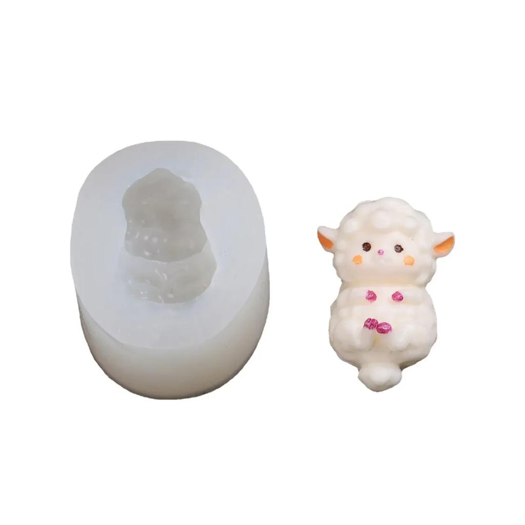 Cute Small Creative Silicone Molds Sheep Gypsum Arrangement Mold Baking DIY Fragrance Candle Cartoon Home Decoration Accessory