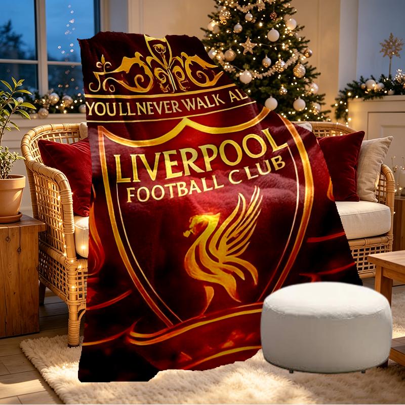 Плед Liverpool F.C. - Мягкий и Удобный, для Спальни, Путешествий, Дивана, Домашнего Декора - Подарок на День Рождения, Рождество для Друга
