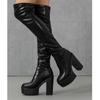 Eilyken Winter Street Style Sexy Over The Knee Boots Women Fashion Round Toe Square Platform Heels Shoes Largas Booties