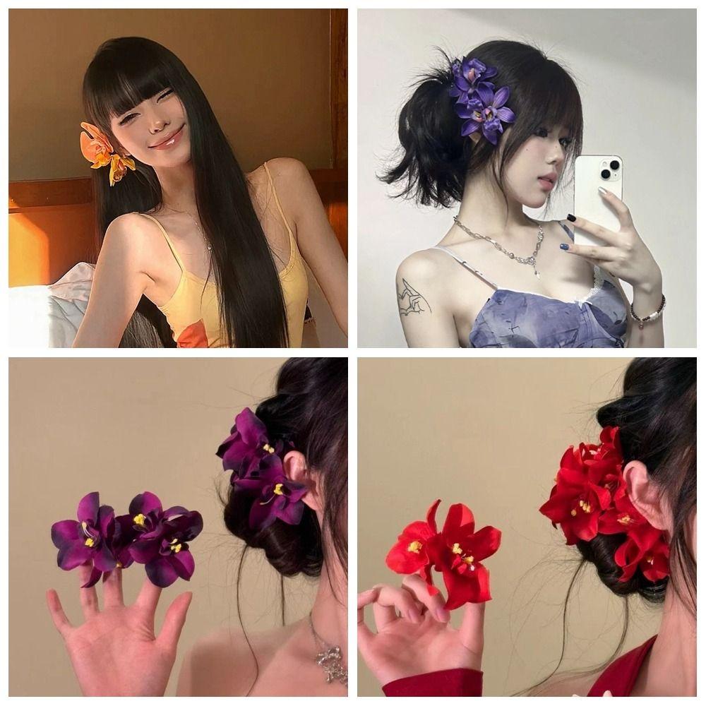 Sweet Orchid Flowers Hair Clip Elegant Sweet Barrettes Temperament Hair Accessories Wedding