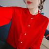 Simple Soft Dress Up Polyester Office Lady Commuting Shirt Costume for Work Blouse