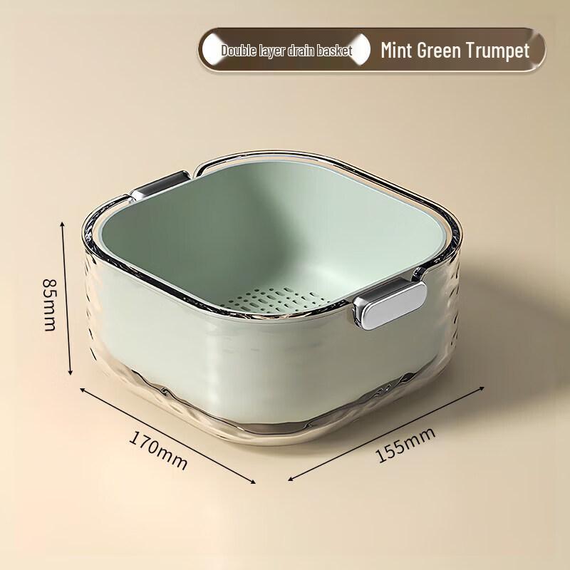 Plastic Double-Layer Vegetable & Fruit Drain Basket Set