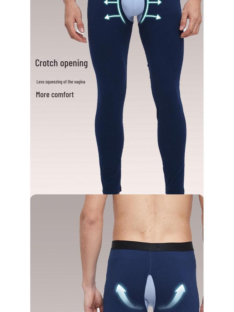 Men's Open Crotch Cotton Thermal Leggings for Middle-Aged & Elderly
