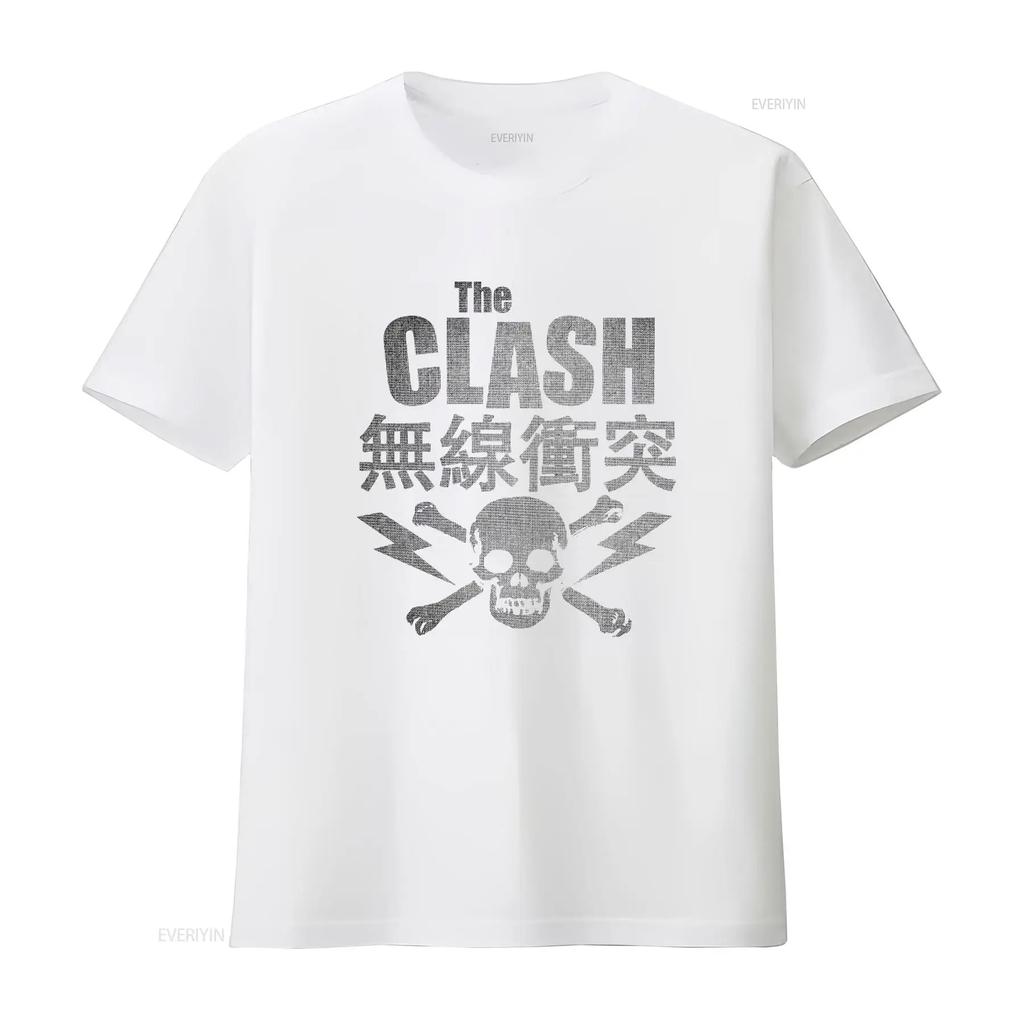 Футболка The Clash Punk Rock с принтом Череп и Кости в Винтажном Стиле для Фанатов винтаж Стиранный дизайнерская одежда графика