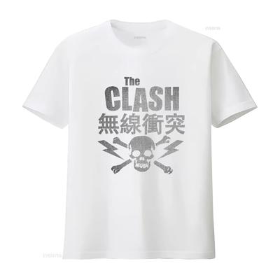 Футболка The Clash Punk Rock с принтом Череп и Кости в Винтажном Стиле для Фанатов винтаж Стиранный дизайнерская одежда графика