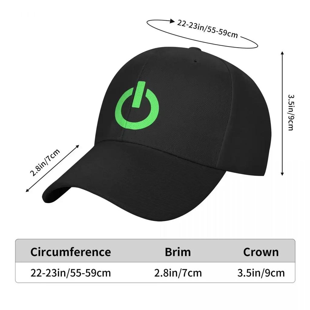 Power Button (green) Baseball Cap Hat Luxury Brand |-F-| Visor Cosplay For Man Women's